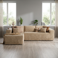 Sofa Modular Bentuk L Modern Hemat Ruang, Set Sofa Sectional dengan Chaise Lounge yang Dapat Dibalik, Sofa Bed Isi Spons, Penutup Beludru untuk Ruang Tamu