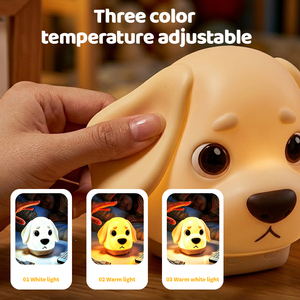 Veilleuse intelligente en silicone en forme de chien, rechargeable par USB, blanc chaud et coloré, luminosité réglable, cadeau créatif très prisé - Product Image 4
