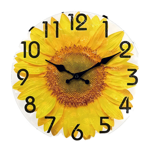 Sunflower-patterned Wall Clock with Black Numerals, Perfect for Rustic Home Decor in Living Rooms and Bedrooms