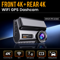 Caméra de tableau de bord de voiture 3 pouces 4K+4K, mini caméra double, Wifi GPS FHD 3840*2160P, enregistreur de tableau de bord de voiture, caméra avant et arrière avec application