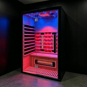 Cabine de sauna infrarouge, cabine de sauna entièrement vitrée, sauna infrarouge lointain pour 2 personnes avec chauffage en fibre de carbone pour la maison, la salle de sport, le spa et la détoxification - Product Image 1