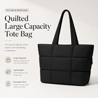 Sac fourre-tout matelassé personnalisé grande capacité pour femme, sac de shopping léger rembourré à bandoulière pour le travail et les voyages, fabricant OEM ODM