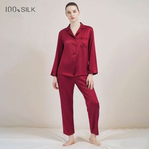 Vente en gros de pyjamas et pantalons en soie de mûrier véritable pour femmes, vêtements de nuit d'été de couleur unie - Product Image 4