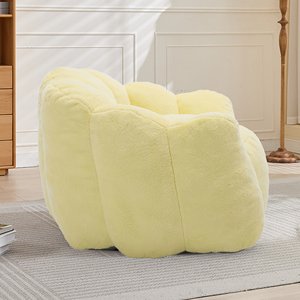 Collapsible Vacuum-Wrapped Petal Curve Single Occupant Flocky Sheepskin Plush Upholstery Comfy Settee Recliner <b>Inflatable</b> Pillow - Product Image 3