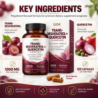 Capsules de Complexe Trans-Resvératrol Quercétine pour l'Âge Actif – Soutien Antioxydant et Santé Cellulaire – OEM ODM Marque Privée Vente en Gros
