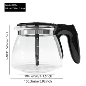 หม้อกาแฟแก้วแบบ 10 ถ้วย รุ่น Executive ใช้แทนได้กับ HD7447 HD7457 HD7461 HD7462 Series Jarra De Cafe - Product Image 2