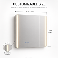 Kingstin Armoire de Toilette LED en ABS Sur Mesure avec Rangement pour Hôtels et Maisons, 3 Températures, 5 Options
