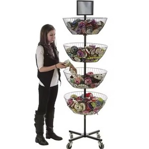 Siêu thị <span class=keywords><strong>4</strong></span> tầng vòng giỏ Snack cửa hàng kệ kim loại snack xoay hiển thị giá siêu thị Kệ hiển thị giá kệ - Product Image 1