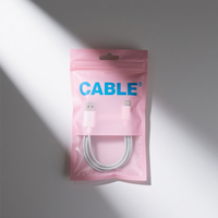 Sacs à fermeture éclair personnalisés transparents brillants avec câbles de données USB scellés sur 3 côtés sacs en plastique étanches avec fil d'ordinateur pour l'emballage