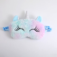 Masque de sommeil en peluche licorne mignon corne doux moelleux en peluche avec les yeux bandés drôle nouveauté masque de sommeil animal couvre-yeux visière