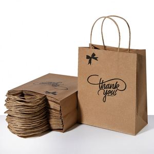 Bolsa de Papel Kraft Reciclable Clásica con Relieve Personalizado, Asas Planas/Trenzadas, Impresión Digital para Logotipo Empresarial, Tienda de Ropa - Product Image 2