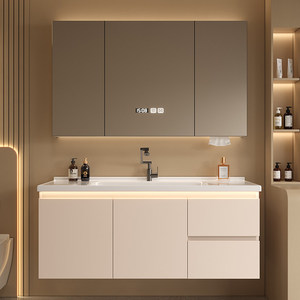 New smart bathroom cabinet combination hand wash basin cabinet bathroom hot curved integrated basin wash basin - Product Image 5