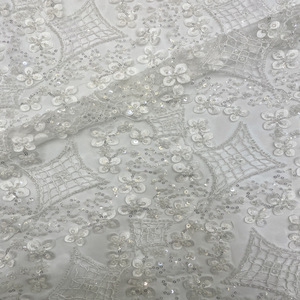 Cordón trenzado + flores láser, cuentas + bordado de lentejuelas, tela bordada <span class=keywords><strong>con</strong></span> cuentas para vestido de novia - Product Image 5