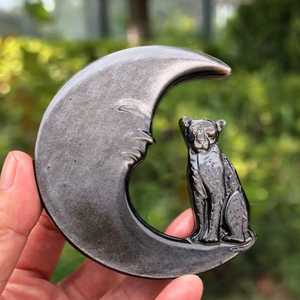 Collection de sculptures de lune en obsidienne argentée sculptées à la main en cristal naturel, vente en gros - Product Image 4