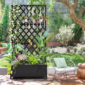 モダンなステンレス製の装飾的な葉っぱの切り抜き模様の植物用スクリーンプランター、屋内/屋外、オフィス、パティオ、バルコニーのプライバシー保護に - Product Image 4