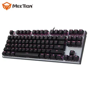 MeeTion MK004 OUTEM คีย์บอร์ดเล่นเกมทำจากโลหะ,คีย์บอร์ดกลไกเล่นเกมแบบไม่ใช้กุญแจ RGB ไฟ Led ด้านล่างสำหรับนักเล่นเกมคอมพิวเตอร์ขนาดเล็กไม่มี Numpad