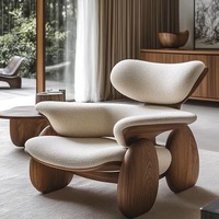 Fauteuil d'Appoint de Salon Rembourré en Mousse Haute Résilience. Fauteuil Scandinave Design. Cadre en Bois Massif, Vendu à l'Unité