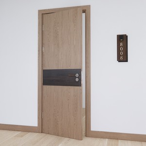 Porte intérieure résidentielle en bois massif de chêne, style européen moderne minimaliste, pour maison - Product Image 5