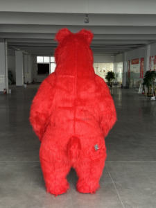 Costume de mascotte gonflable rouge <span class=keywords><strong>Masha</strong></span> l'ours, fourrure, peluche, <span class=keywords><strong>cosplay</strong></span> d'anime personnalisé pour adulte, animal pour les fêtes de carnaval, Halloween - Product Image 3