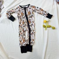 Vêtements en gros de Chine - Combinaison de nuit pour bébé à double fermeture éclair, motif animal de dessin animé et floral, pour Halloween