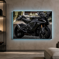 Art mural LED moto sportive, trois images de motos de course pour garage, salle de jeux, bureau, salon, décoration intérieure moderne