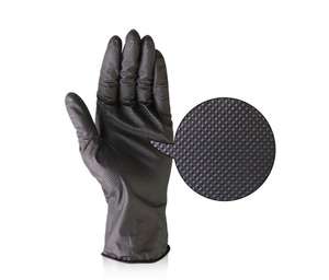 Guantes de nitrilo de seguridad industrial, 9 pulgadas, 8mil, Naranja, Negro, con patrón de diamante, alta calidad - Product Image 2