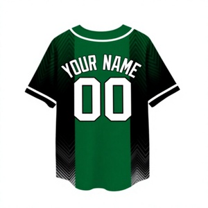Custom Black Green Pinstripe Baseball Jersey Sublimation Button Up Team Uniform Moisture Wicking <b>Athletic</b> Shirt OEM ODM - Product Image 1