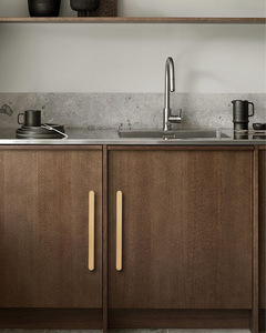 Gagang Kabinet Kuningan Padat, Gagang Laci Kuningan, Gagang Pintu Lemari Modern dengan Tepi Bulat untuk Gagang Lemari Dapur - Product Image 3