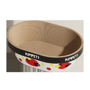 Rascador y cama para gatos integrados, ampliados y profundizados, de cartón corrugado duradero, resistente al desgaste y sin pelusas. - Product Image 1
