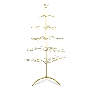 2021 Custom Free Standing Gold Christmas Metal Ornaments Display Tree