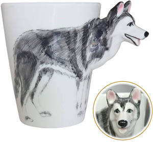 Tasse de petit-déjeuner peinte à la main en céramique 3D Canine Coffee Novelty Milk Cute Famous Dog - Product Image 5