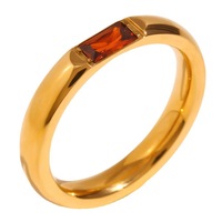Vente en gros de 12 bagues en acier inoxydable avec pierres de naissance, pierres précieuses porte-bonheur, or 18 carats, zircon rectangulaire coloré, bague pour femme, bijoux