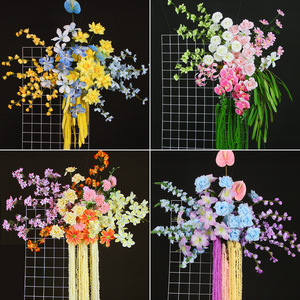Arreglo Floral Artificial para Decoración de Paredes, Flores de Seda y Plástico, Fondo para Bodas y Fiestas, Decoraciones Colgantes - Product Image 2
