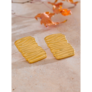 JINYOU 5001 Pendientes de Botón Rectangulares de Acero Inoxidable Resistentes al Agua con Dijes Dorados de Moda Diaria para Mujer - Product Image 2