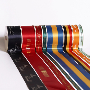 Can print with logo for chocolate Christmas <span class=keywords><strong>Decoration</strong></span> ribbon flowers, gift packaging Polyester printed satin ribbon - Product Image 1