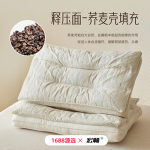 Hongchang Buckwheat <b>Pillow</b> Rectangle Massage <b>Neck</b> Support Adult Health <b>Pillow</b> Core 3 Jin - Product Image 1
