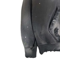 Sweat à capuche noir surdimensionné Vintage vieilli délavé à l'acide éclaboussures de peinture éponge française recadrée sweat à capuche personnalisé hommes vente en gros