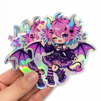 Autocollants en vinyle holographiques Kawaii Anime découpés sur mesure, imperméables, autocollants gothiques pour bouteille d'eau, journal