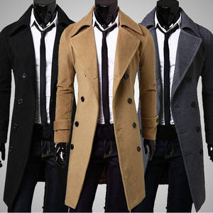 Manteau coupe-vent pour hommes OEM/ODM Trench-coat mince et élégant Coupe-vent long à double boutonnage Vêtements d'extérieur <span class=keywords><strong>Jaquet</strong></span> Homme Manteau Chaquetas Hombre - Product Image 1