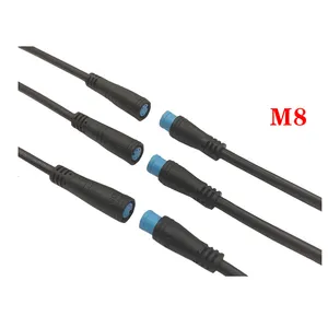 Fabrika doğrudan IP65 MINI elektrik fişleri M8 2 3 4 5 6 Pin fiş su geçirmez siyah PVC konektörü Ebike