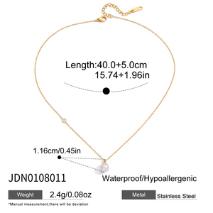 Collar Clásico <span class=keywords><strong>J</strong></span>&<span class=keywords><strong>D</strong></span> con Cruz de Perlas, Chapado en Oro de 18K, Acero Inoxidable, Minimalista, con Colgante de Cruz de Perlas de Vidrio y Circonia - Product Image 5