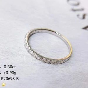 Xinfly 18k Solid Gold <b>Dainty</b> Stackable Band Half Eternity Wedding <b>Ring</b> with 0.30ct Natural Diamond Row Bling Bling - Product Image 3
