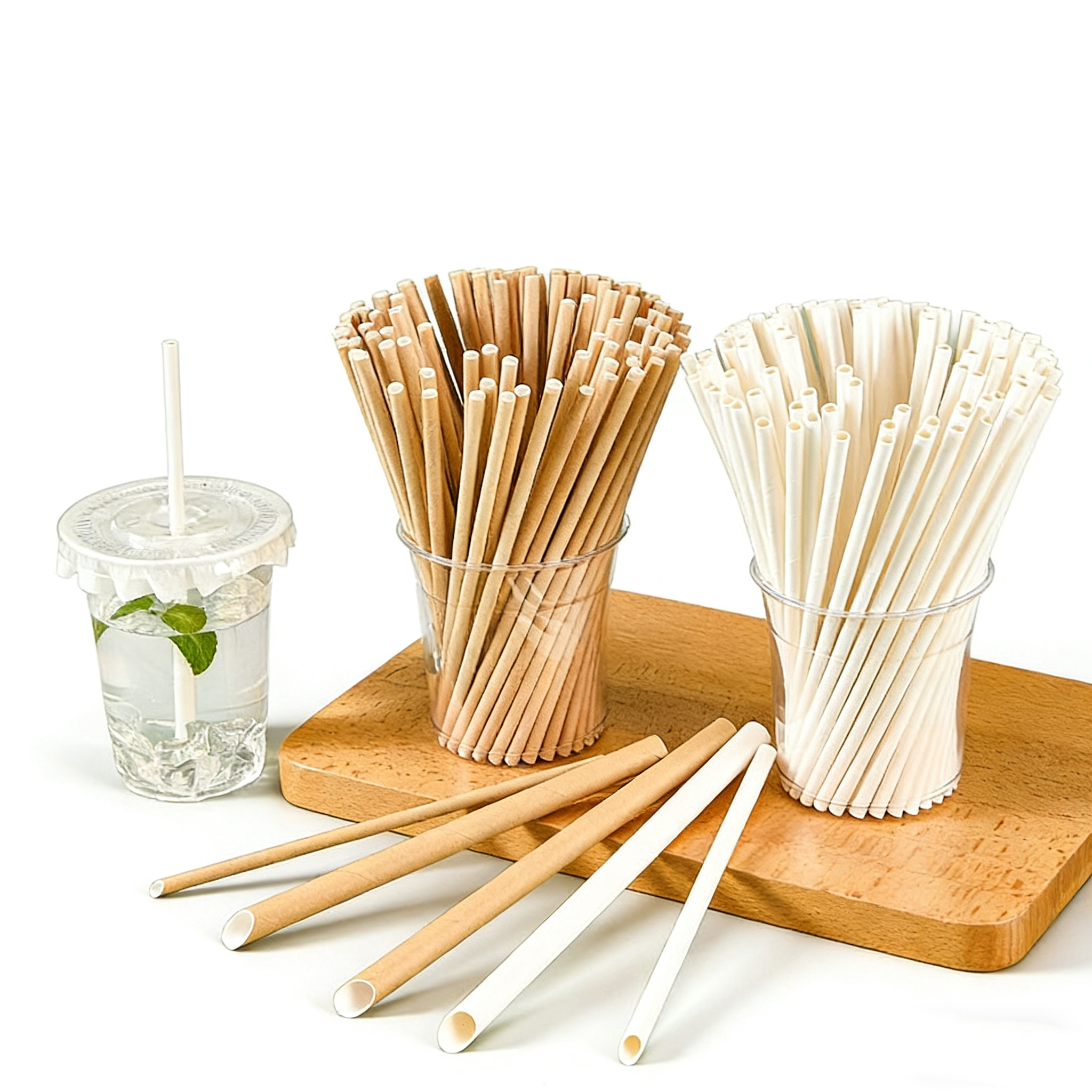 Wholesale Eco Friendly Kraft Paper Straws Biodegradable Individually Wrapped for Bubble Tea Coffee Beverage Shop