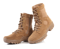 Bottes tactiques légères en cuir de vache, fermeture éclair latérale, bottes de randonnée en plein air, chaussures de sécurité