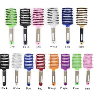 Peigne de massage du cuir chevelu en poils de sanglier naturels pour salon de coiffure, outil de coiffure, vente en gros à bas prix pour achats mixtes - Product Image 3