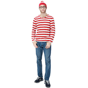 Costume per Genitore-Figlio del Cartone Animato Dove è Wally, Outfit per la Settimana del Libro, Kit con Camicia a Righe, Cappello e Occhiali - Product Image 2