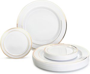 Assiettes de Présentation Modernes Écologiques en Verre à Bord Doré pour Mariages – Collection Complète - Product Image 3