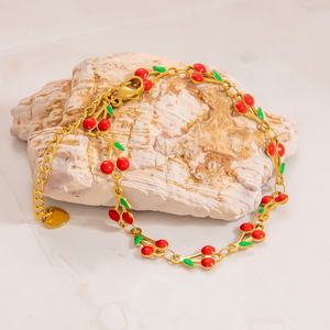 Bracelet et chaîne de cheville en or véritable 18 carats, style INS européen et américain, en acier inoxydable, maillons de chaîne DIY tendance - Product Image 2