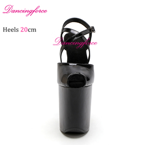 Giày cao gót nữ bằng da PU đen 20cm 8 inch, kiểu sandal quai mảnh, dành cho vũ công cột, vũ trường, gợi cảm - Product Image 6