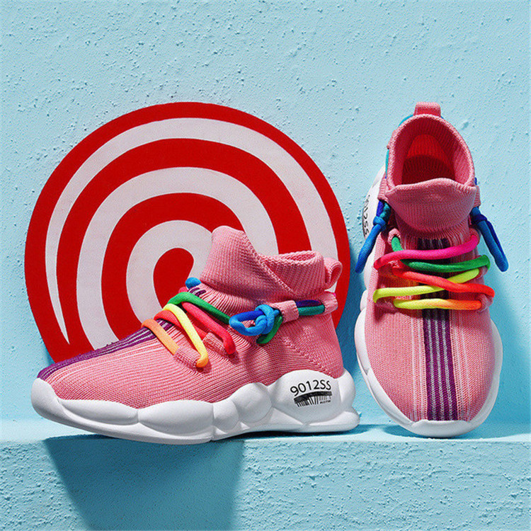 Fashion Children Shoes Kids Casual Shoes Breathable Knitting Soft Boys Girls Sneakers Cheap Sports Shoes